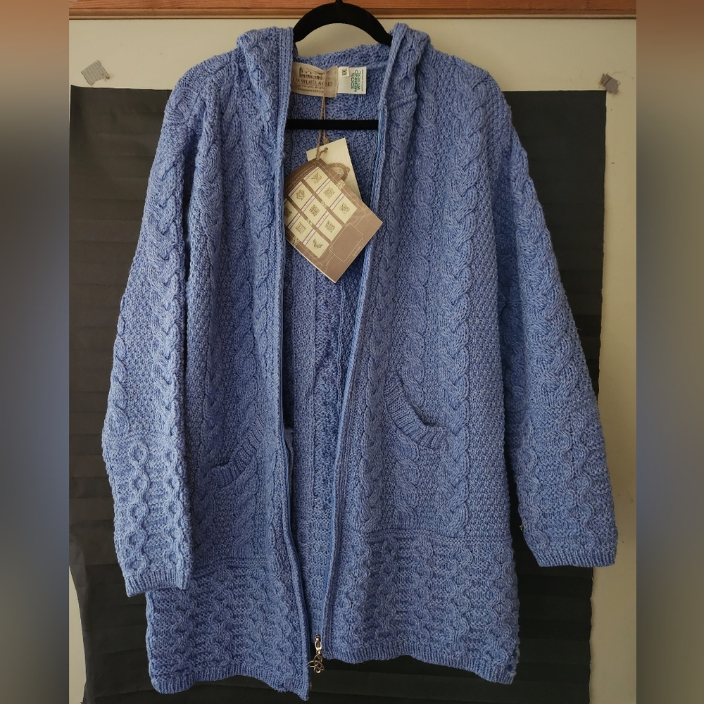 Aran Hooded Zippered Sweater - From Ireland NWT